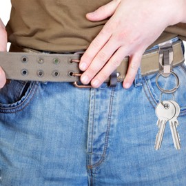 RALIS 2 Pack Secure Key Ring Belt Key Clip-On Key Holder - With Detachable Key Ring For Duty Belt Lanyards - With Spring Stainless Steel