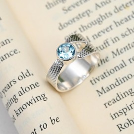JEWELSTREZOROG Blautopas Edelstein-Bandring für Herren und Damen,Geschenkartikel, 925er-Sterlingsilber Bandring handgefertigter Schmuck TSR116D_51 (16.2)