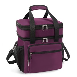 HSHRISH Expandable Lunch Box for Women, Double Deck Large Insulated Lunch Bag Women Leakproof Durable Lunch Cooler Tote Bag, Lightweight Cute Lunchbox for Work Outdoor Travel, Purple