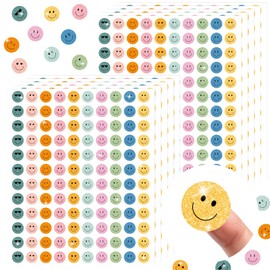FYSUIMU Boho Shiny Happy Smile Face Stickers 0.4 Inch 10 Colors Teacher Reward Stickers 40 Sheets Round Bohemian Style Reward Labels for Behavior Incentive Chart Student Teacher Classroom, 4800Pcs