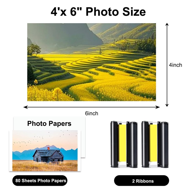 Compatible with Liene Amber M100/M200/M110/M210 4x6" Photo Printer 80 Sheets
