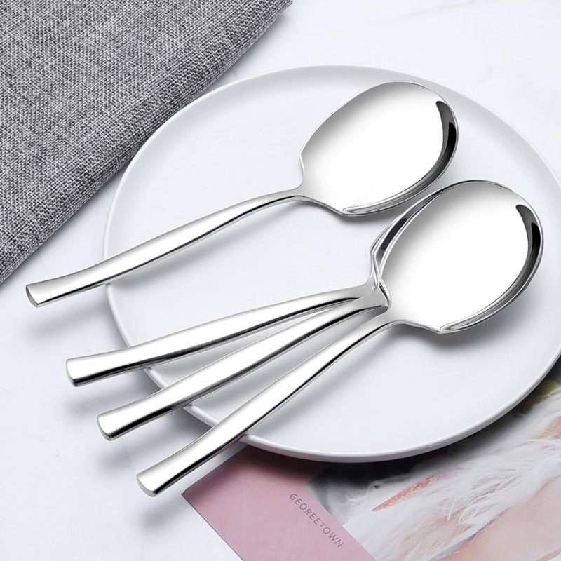 Minekkyes Stainless Steel Buffet Serving Spoon, 6 Pieces Large Table