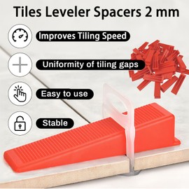 Xsybegdlk 600PCS 2mm Tile Leveling System Set, 500Pcs Spacer Clips, 100Pcs Wedges, Tile Installation Tool for Leveling Tiles in Living Rooms Bathrooms Offices
