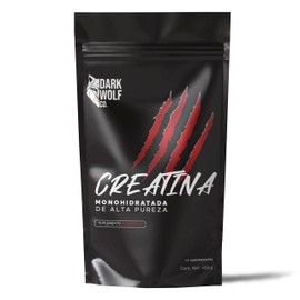 Creatina Monohidratada Dark Wolf, Alta Pureza, 100% Natural, Sin OGM, Sin Gluten, Sin Azúcar, 450g, 90 servicios