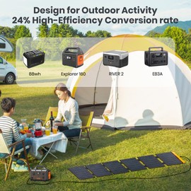 60W Foldable Solar Panel, Portable Solar Charger with USB-C PD3.0 / USB-A QC3.0 / DC 20-28V Port, IP67 Waterproof Solar Panel Kit for RV Camping Backpacking Compatible with Phone Tablet Power Station
