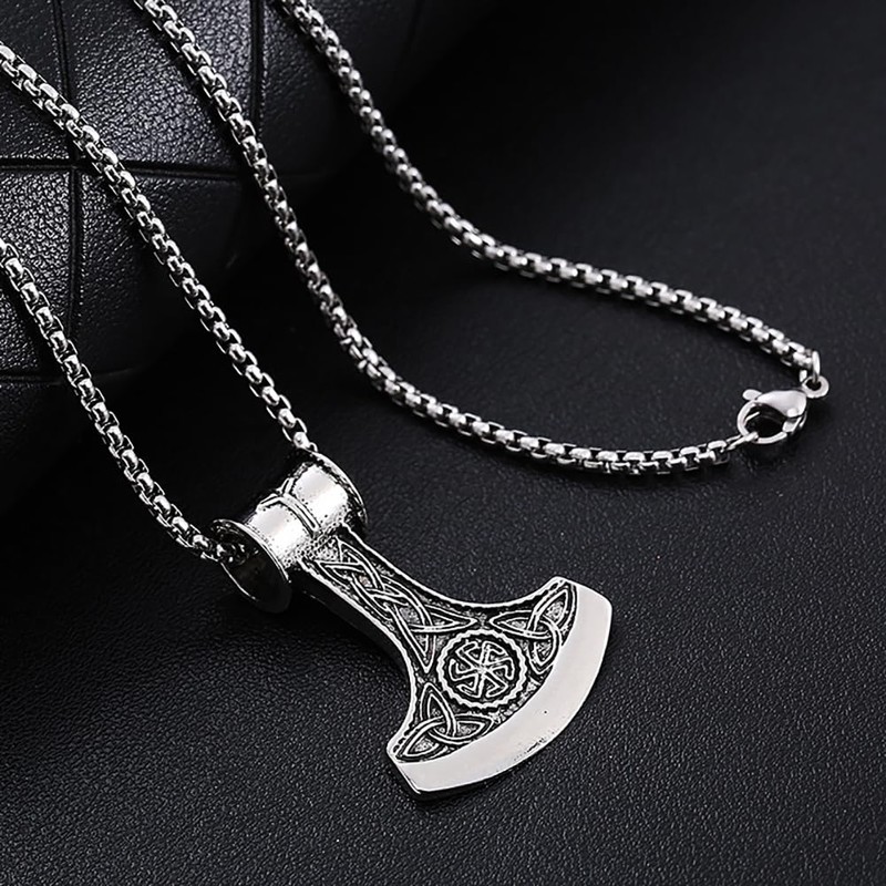 Liutufy Men's Stainless Steel Gothic Necklace with Cross Pendant (Silver