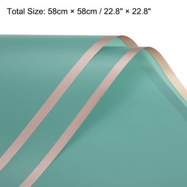 sourcing map 20 Pcs Gold Edge Flower Wrapping Paper Turquoise 22.8x22.8 Inch Waterproof for Florist Bouquet Supplies, DIY Crafts, Gift/Gift Box Packaging