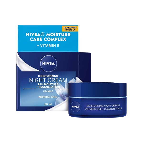Genuine German Nivea Regenerating Night Care Cream Aqua Effect with Lotus Flower Extract for all skin types 1.69 fl. oz - 50ml