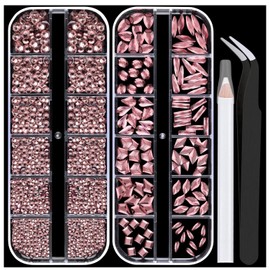 Nail Rhinestones 1560PCS 2-5mm Glass Pale Purple Round Flatback and Multi Shape Crystal Shine Diamonds for DIY Crafts Nail Art