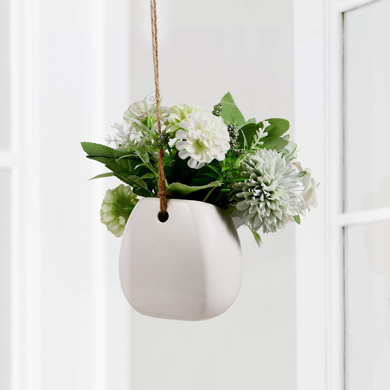 WINOMO 2 pieces ceramic wall flower pots, hanging planter, flower