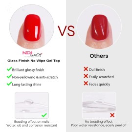 NDi beauty Glass Finish LED/UV No Wipe Gel Top Clear .5 oz