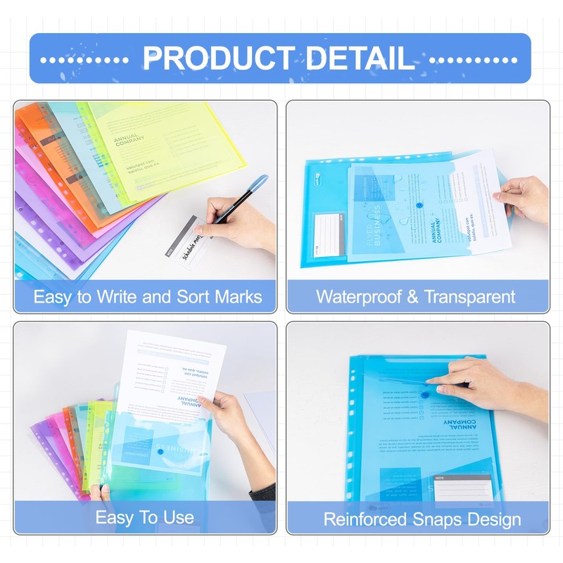 Agoer Pack of 20 A4 Document Wallets Filing, 7 Colours
