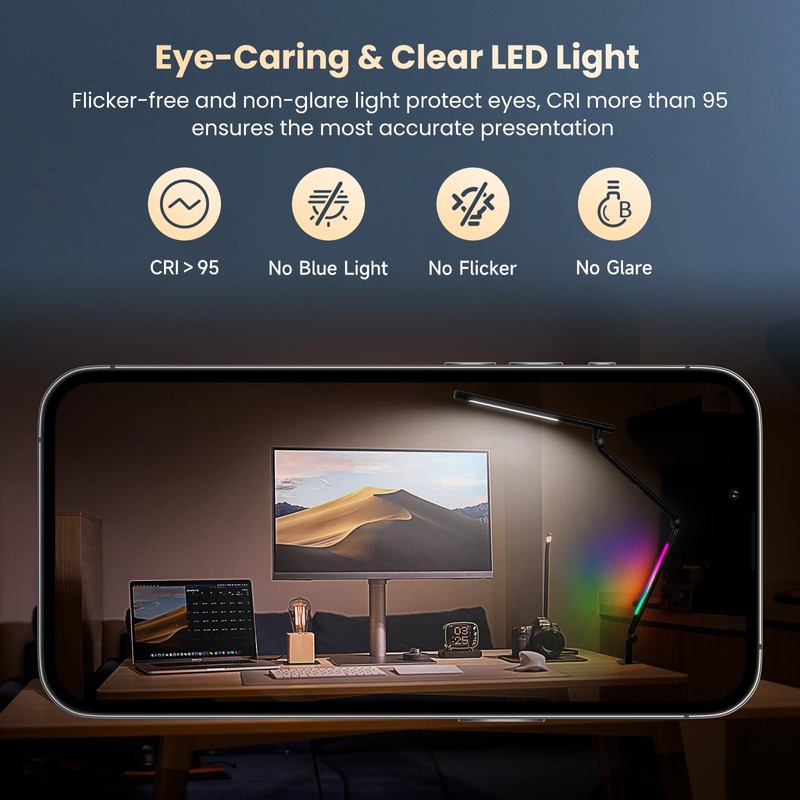 Pak LED Desk Lamp with Clamp, 18W Dual Light Architect