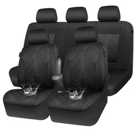 CAR PASS Waterproof Car Seat Covers Full Set,Neoprene Wetsuit, All-Weather Non-Slip Durable, Universal Fit for SUV, Sedans, Trucks, Vans, with Armrest & Airbag Compatibable, All Black