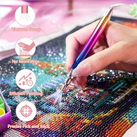 Varesee Electric Diamond Art Painting Pen, Painter Vacuum Diamond Art Pen, No Wax Needed, Vacuum Pen Pickup Tool for Setting AB Stones, Stable and Quiet(Purple)