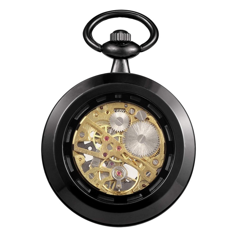 TREEWETO Pocket Watch with Chain Men's Analogue Mechanical Hand Winding