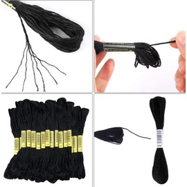 Cldamecy Black Embroidery Floss,26 Skeins Embroidery Threads for Cross Stitch,Friendship Bracelets String,and DIY Art Craft,with 10 PCS Floss Bobbins