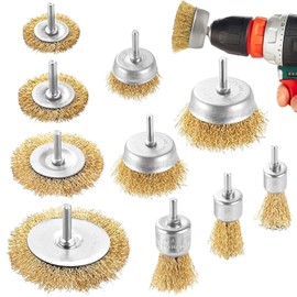 Eleechen 10 Pcs Drill Wire Brush Set, 1/4" Wire Brush for Drill Include Brush Wheel Cup Brush & Tube Brush, Wire Wheel Brush Attachment Wire Brushes for Rust Removal Cleaning Stripping & Abrasive