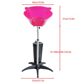 YIYIBYUS Portable Shampoo Bowl Stand with Water Storage Bucket,Portable Hair Washing Sink,Angle and Height Adjustable Shampoo Basin Sink for Hospitals,Barber Shops,Beauty Shops,Home (Pink)