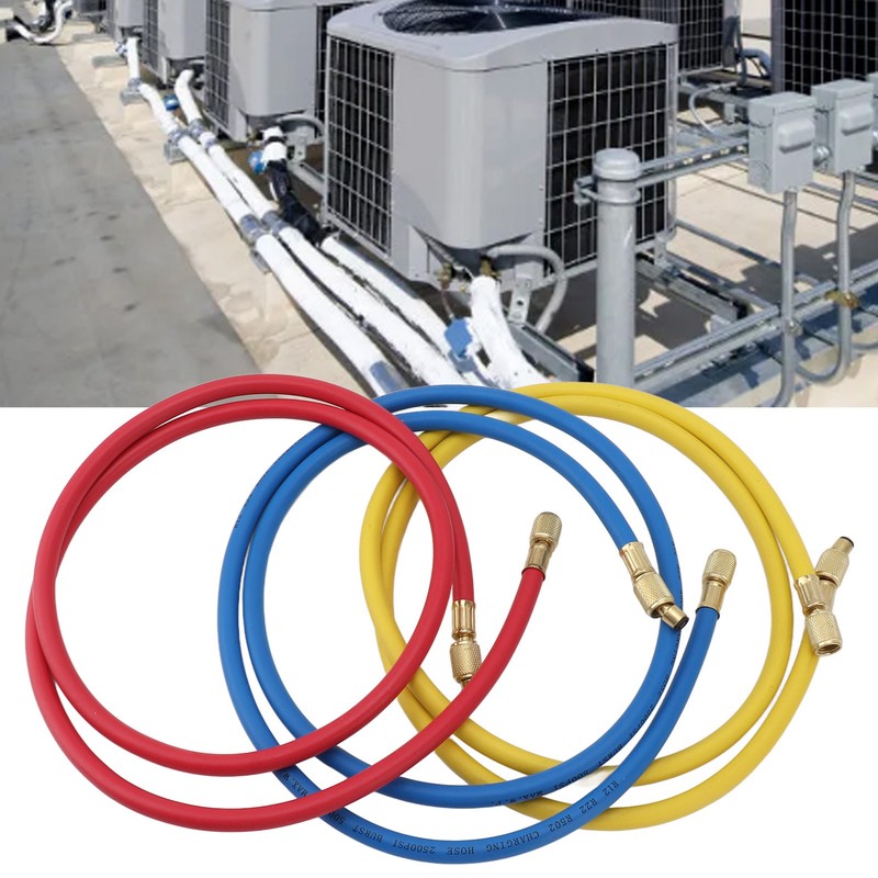 3pcs 150cm Refrigerant Charging Hose Air Conditioner Charging Hose 1/4in