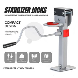 2-Pack Heavy-Duty Trailer Tongue Jack & RV Jack - Carbon Steel Jack Stands with Full Accessories Adjustable Drop Leg - Trailer Stabilizing Jack for RVs, Campers, & Utility Trailers (FBA-21.6in)