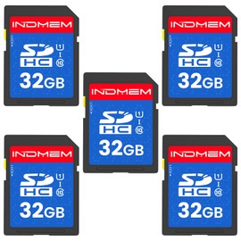 INDMEM 32GB SD Card (5 Pack) SDHC Flash Memory Card UHS-I U1 Class 10 High-Speed Full HD Video Compatible with Digital Point-and-Shoot Cameras, HD Camcorders, DSLR and PC, 32GB(5pack)