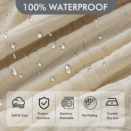 YUEANG 100% Waterproof Recliner Loveseat Cover, 2 Pieces Stretch Recliner Sofa Slipcovers Washable Couch Cover Furniture Covers for Pets, Dogs, Kids (Beige, 2 Seater)