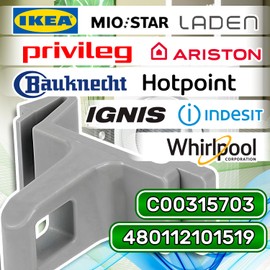 Dryer Hook Door with Original Code C00315703 480112101519 for Whirlpool for Indesit - Warranty 5 Years - ONIX TECH