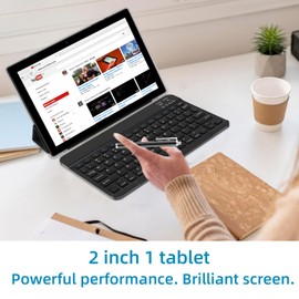 Android Tablet with Keyboard protect Case Mouse Stylus 10 Inch Tablet 2 in 1 Tablets Set 12GB+128GB/1TB Expandable Dual camera Tablets PC 10.1" HD Screen 6000mAh Battery 5G Wifi WiFi6 BT5.0 Tableta