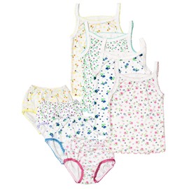 B-One Kids Girls' Cotton Camisole Tank Top Undershirt (Multipack) (Size 5 (4-5 Years), Floral Cami & Panty)