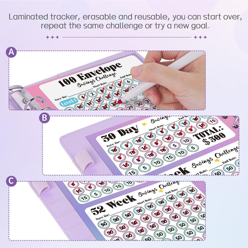Sooez 100 Envelopes Money Saving Challenge, Savings Challenges Book with