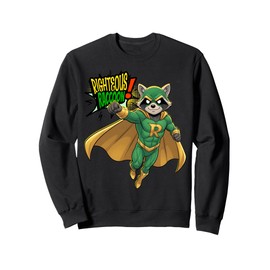 'Righteous Raccoon Superhero s Retro Comic Strip Sweatshirt