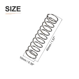 DTGN 0.8x10x40mm(DxODxL) Compression Spring - 10Pack - Good for Machinery - Spring Steel Extension Spring - Gray