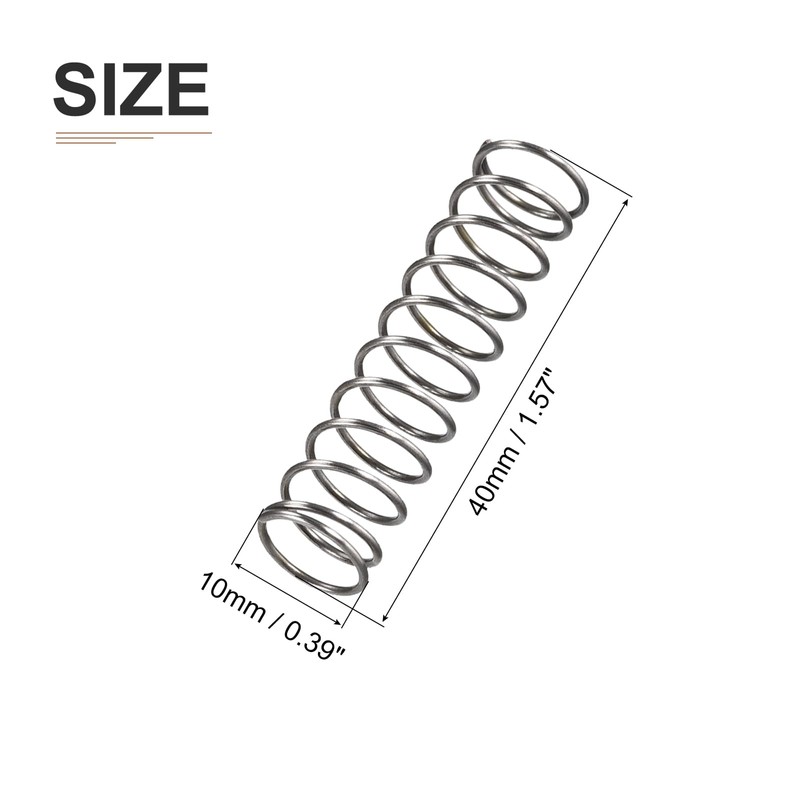 DTGN 0.8x10x40mm(DxODxL) Compression Spring - 10Pack - Good for Machinery