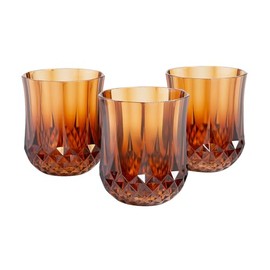 Fun Express Amber Stemless Patterned Plastic Wine Glasses - 12 Pieces