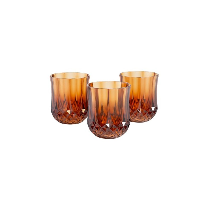 Fun Express Amber Stemless Patterned Plastic Wine Glasses - 12