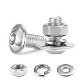 10Pcs M5 x 16 mm Bolt Flanged Button Head Socket Cap Bolt Screws, Nuts and Bolts 304 Stainless Steel, Allen Screws, Flat & Lock Washers, Nuts and Bolts Assortment Kit by Wavanta