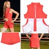 Perfashion Girls 1/4 Zip Golf Outfit Red Tennis Dress Kids