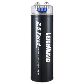 LEIGESAUDIO 2.5 Farad Digital Power Capacitor for Car Audio System, Performance Car Audio Capacitors with Digital Display, Voltage Readout, Over Voltage Protection, Mounting Hardware, DC12-24V