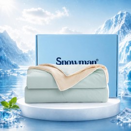 SNOWMAN Cooling Comforter Twin Size for Hot Sleepers, Soft Cooling Blanket Double-Sided, Lightweight Summer Quilt Q-Max>0.4(Green/Butter, 68"x90")