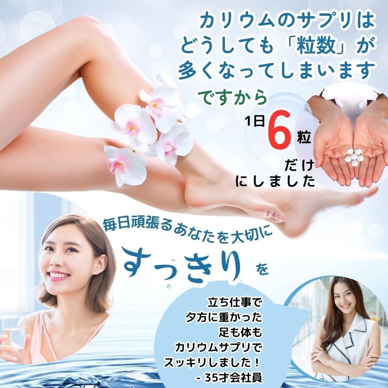 【すべての原料が国内製造】安心のカリウム1,320mg キウイパウダー配合 【1日6粒/180粒入】 塩化カリウム とこわかサプリベーシックRDA1320