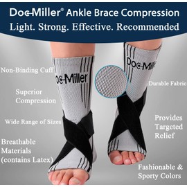 Doc Miller Ankle Brace for Women and Men, 1 Pair Small, Ankle Compression Sleeve with Adjustable Elastic Support Straps for Plantar Fasciitis Relief Sprained Foot and Achilles Tendonitis, Gray Black