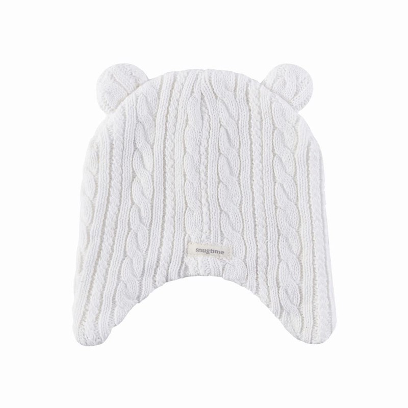 Snugtime Cable Earmuff Beanie, Cream, Medium