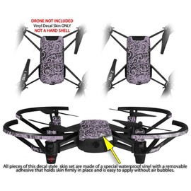 Skin Decal Wrap 2 Pack for DJI Ryze Tello Drone Folder Doodles Lavender Drone NOT Included