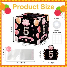 5th Birthday Surprise Gift Box, Happy Birthday Money Gift Boxes for Cash, 5th Birthday Gifts for Boys Girls, 5th Birthday Party Decorations Supplies（with 35PCS Bags）