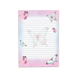 Colourful Writing Paper Letter Pad for Girls Children Butterflies Flowers (A4 Pad with 25 Sheets)