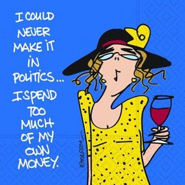 Never Make It In Politics Party Napkins - 40 Count | 2 Packs of 20CT 3-Ply Cocktail Napkins | Funny Woman with Wine Design, 624-10276