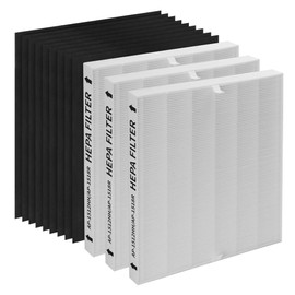GoKBNY 3-Pack AP-1512HH True HEPA Replacement Filter, Compatible with Coway AP-1512HH Mighty Air Purifier, Part# 3304899, with 9 Extra Carbon Filters