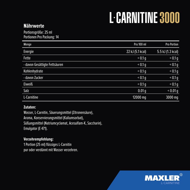 Maxler L-Carnitine 3000 - Blueberry Raspberry - 14 x 25