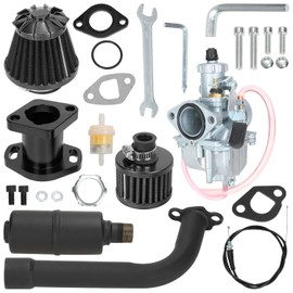 YOXUFA 212cc Carburetor VM22 Carb Exhaust Pipe Muffler Stage 2 Kit for Predator 196cc 200cc 6.5hp Engine Coleman CT200U BT200X Baja Warrior MB200 GX160 GX200 Mini Bike Go Kart High Performance Parts